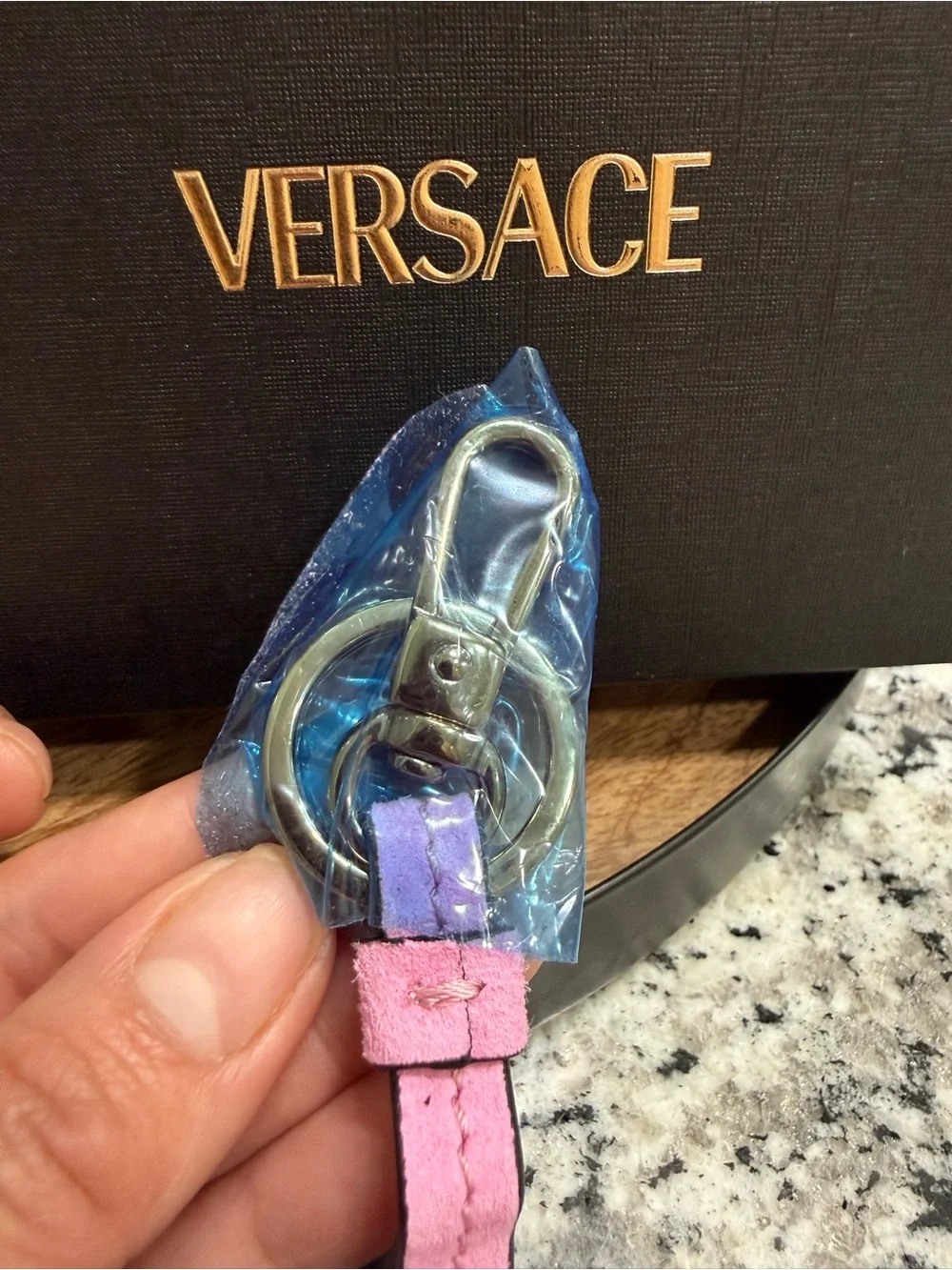 Versace Suede Pink Medusa Card & Coin Pouch